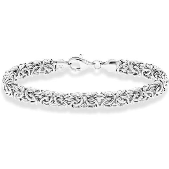Italian 925 Sterling Silver Byzantine Bracelet for Women - Picture 1 of 7